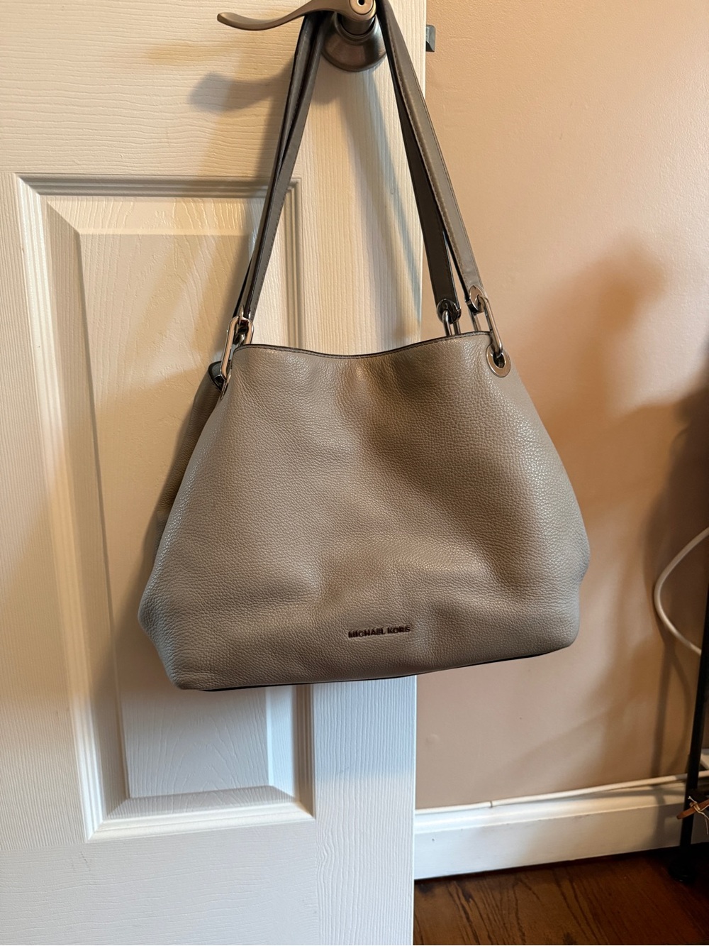 Michael Kors Pebbled Leather Shoulder Bag in Taupe
